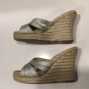 Christian Louboutin Silver Wedge Espradrilles